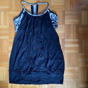 Lululemon black and beige athletic tank top with built-in sports bra. Size 10.